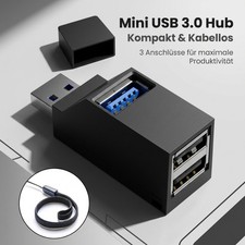USB Hub Verteiler 3 Port Adapter Splitter PC Laptop Zubehoer Schwarz Kabellos Laptop-Zubehör price