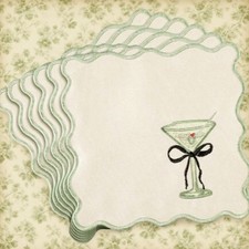 Embroidered Scalloped Square Placemat Washable Cloth Table Mat Wedding Decors Placemat price