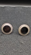 Brodway Smoking Vintage Paar silberfarbene & schwarze Onyxfarbene runde Manschettenknöpfe Cufflinks price