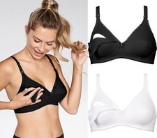 Naturana Still BH Baumwolle Umstandsmode Stillen Drop Cup - Schwarz Weiß Nursing Bra price