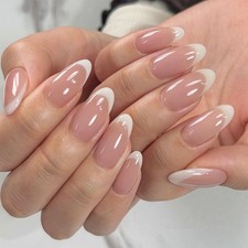 French Press on Nails Mittel Almond Rosa Weiß Full Cover Nägel French Press price