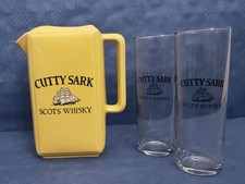Pitcher Keramikkrug " Cutty Sark " Scots Whisky mit 2 Longdrinkgläsern, neu! Pitcher price