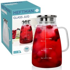 HEFTMAN 2L Glas Kanne Krug Deckel Hitzebeständig Borosilikat Cocktail Wasser Heiß Pitcher price