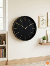Native 12" moderne Wanduhr schwarz & gold minimalistisch leise Wohnkultur NEU Decorative Clock price