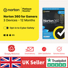 Norton 360 für Gamer Antivirus 2026 3 Geräte 1 Jahr - 5 Minuten Lieferung Security Devices price