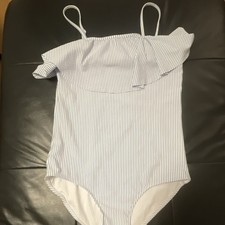 H&M Damen Badeanzug 1-teilig Gr. S/M weiß/blau gestreift Spaghettiträger Badeanzug price