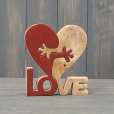 Herzförmiges Liebesumarmung Holzpuzzle Freistehend Dekoobjekt 16 cm Decorative Object price