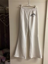 Jogginghose weiß flared trousers ausgestelltes Bein Damen-Hosen price