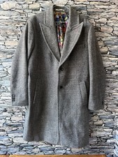 Harry Brown Übermantel Herren 46R Grau Wollmischung Smart Tailored Birdseye Herren-Overcoat price