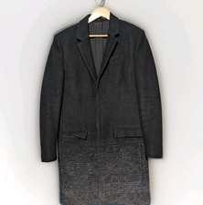 All Saints Bodin Herren Wollmischung Mantel Gr. M schwarz grau Farbverlauf lang Übermantel Herren-Overcoat price