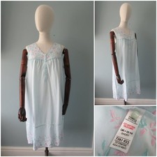 M&S Nachthemd Aqua Blumen bestickt ärmellos Damen romantisch Größe 12-14 Damen-Nightgown und Robe price
