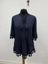 Boden Top Größe 12 Tunika Damen Boho Quaste Bindeband Lochstickerei Spitze Glockenärmel Tunic price