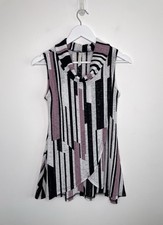 Stella Morgan ärmellose Tunika Wickeltop drapiert Wasserfallausschnitt flieder schwarz abstrakt 10 Tunic price
