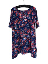 Cuddl Duds Tunika Oberteil abstrakt Blumen Gr. PXL Kurzarm Taschen blau rot Tunic price