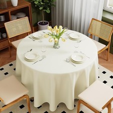 Zdada Creme Runde Tischdecke 230 cm Groß Rund Tischdecken Polyester Neu Tablecloth price
