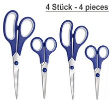 Scheren Set 4tlg Haushalt Büro Bastel Papier Nähschere Edelstahl Blau beidhändig Büro-Set price