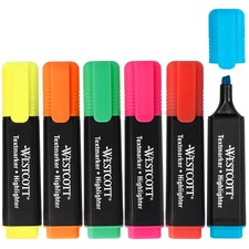 Textmarker 6er Set leuchtende Farben Marker Keilspitze Wasserbasis Schule Büro Büro-Set price