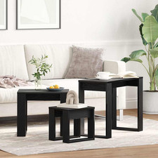 Satztische Set 3tlg Schwarz Eiche Ingenieurholz 61x28x47cm platzsparend modern Nesting Tables price