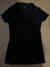 Damen T-Shirt Schwarz XS Basic Normalgröße Kurzarm V-Ausschnitt Uni Damen-T-shirt price