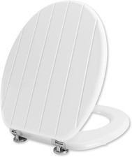 Weiß Holz WC-Sitz Antibakteriell Verstellbare Scharniere Badezimmer Pflegeleicht Toilet price