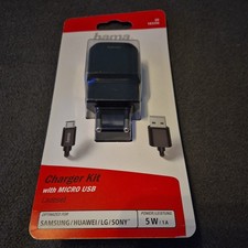 Hama Charger Kit 5W Ladegerät + 1m USB 2.0 USB-A/MicroUSB-B Kabel Schwarz Neu Ladegeräte & Kits price