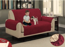 Gesteppter wasserabweisender weinroter / beige Wende-Sofaschoner für 2- oder 3-Sitzer Three-Seater Sofa price