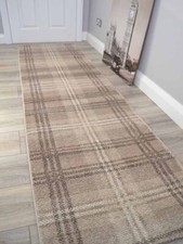 Beige Tartan Flurläufer Teppich Neutral Sehr Lang Dünn Flurteppiche JEDE Länge Runner Teppich price