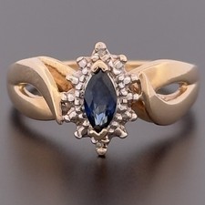Cluster-Ring 10 kt Gelbgold Saphir & Diamant Größe M 1/2 gepunzt Gold Wedding Band price