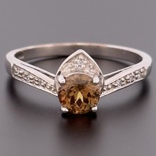 Cluster-Ring 9 kt Weißgold Sphen/Titanit & Diamant Größe N gepunzt Gold Wedding Band price