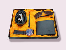 x Geschenkset Herren Uhr Geldbörse Stift Gürtel Sonnenbrille lac Herren-Watch, Belt und Geldbörse Sets price