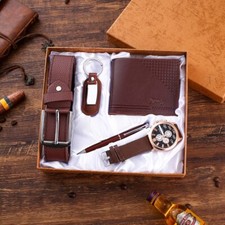 Herren Geschenkset schön verpackt Uhr Gürtel Geldbörse Schlüsselanhänger Stift $$$ Herren-Watch, Belt und Geldbörse Sets price