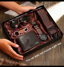5-Piece Men's Belt Gift Set, Including Belt, Watch, Wallet, Glasses And Keychain Herren-Watch, Belt und Geldbörse Sets price