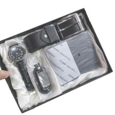 x Set Herren Uhr Gürtel Geldbörse Schlüsselanhänger in Box Geschenkidee lac Herren-Watch, Belt und Geldbörse Sets price