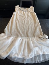Königsmühle Kleid gold weiss beige Gr 116 cm 6 J Mädchenkleid price