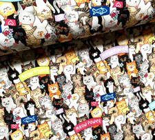Baumwollstoff Meterware Bunte Lustige Katzen Meowpower Stoff Bestseller Quilt price