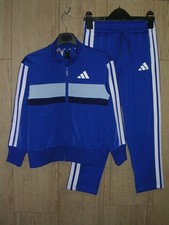 Adidas Jungen blau weiß durchgehender Reißverschluss Trainingsjacke Jogginganzug Trainingsanzug Alter 6-7 Jungen-Tracksuit price