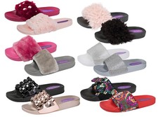 Damen-Pantoletten mit Diamanten Fell flauschig Pantoletten Slipper Flip-Flops Sandalen Mädchenschuhe Mädchen-Slippers & Sandals price