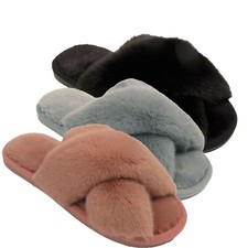 MÄDCHEN KINDER FLAUSCHIGE FELL CROSS OVER SLIDER OPEN TOE HAUSSCHUHE SANDALEN KUSCHELIGE SCHUHE Mädchen-Slippers & Sandals price