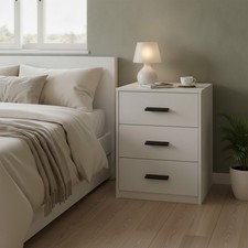 Schlafzimmermöbel Schrank weiß Holz 3 Schubladen stabil flach Paket Kommode / Vanity Table price