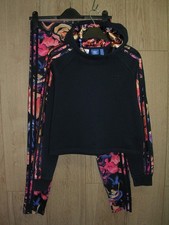 Adidas Originals Mädchen schwarz Blumen Jersey Hoodie Leggings Trainingsanzug Alter 14-15 Mädchen-Tracksuit price