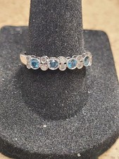 925 Sterlingsilber echter echter Blautopas & Diamant Damen-Ewigkeitsring Größe 8 Diamond Eternity Ring price