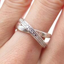 BGE BRADFORD Sterlingsilber echter Diamant ineinander verschlungen Ewigkeitsring Größe 6,75 Diamond Eternity Ring price