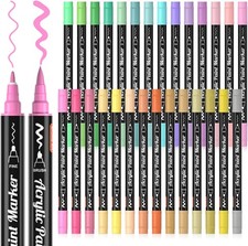 Acrylfarben Set 28 Farben Steinmalerei mit Pinsel Bastelfarben Malen Hobby Kunst Chisel Tip (Calligraphy) Stift price