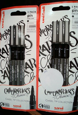 Uni-Ball Pin schwarz feine Linie 2x 3 Packungen Keilspitze Stifte. S1, S2 & S3. Fade Proof Chisel Tip (Calligraphy) Stift price