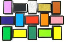 Große Gummistempel Handwerk Pigment Tintenpad für Papier Holz Stoff 15 Farben Stamp & Ink Pad price
