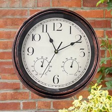 30cm Braun Garten Station Wanduhr mit Thermometer Innen Außen Arabisch Wall Clock price