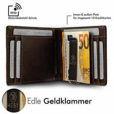 WEST Premium Geldbörse mit Geldklammer - Geldbeutel mit RFID Schutz & Münzfach Herren-Geldbörse price