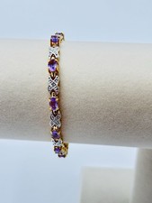 925 Italien Amethyst Tennis Armband Gold über Sterlingsilber 7" x Glied Gold Bracelet price