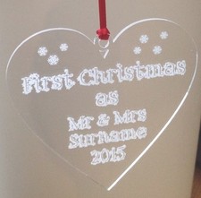 1. Christbaumschmuck personalisiert Herz Geschenk Kugel Herr und Frau Christmas Tree price