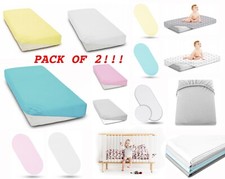 2er Pack Laken 100% Baumwolle Jersey dehnbare Passform Moseskorb/Kinderbett/Kinderbett/Wiege 2tlg Crib price